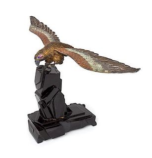 * An Enamel on Silver Figure of an Eagle Width 13 1/4 inches.