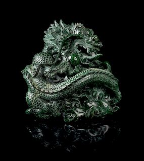 * A Hardstone Carving of a Dragon Height 6 3/4 inches.