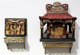 Two Chinese Pavilions Height of larger 21 1/2 inches.
