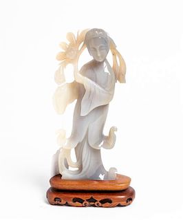 *A Carved Agate Figure of a Meiren Height 6 3/4 inches.