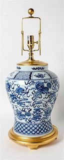 A Chinese Blue and White Porcelain Jar Height of porcelain 14 inches.