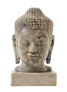 * A Carved Hardstone Head of Buddha