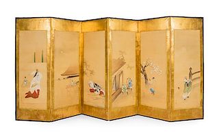A Japanese Floor Screen Height of each panel 61 1/4 x width 22 inches.