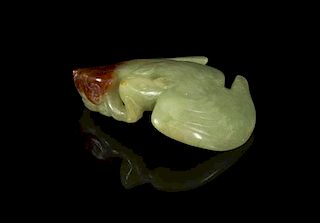 A Carved Jade Toggle, Width 3 inches.