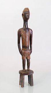 AFRICAN CARVED AND PAINTED WOOD STANDING FIGURE
