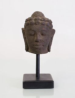 CARVED STONE FRAGMENT HEAD OF BUDDHA