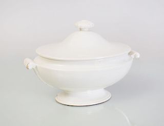 CREAMWARE OVAL TWO-HANDLED TUREEN AND COVER