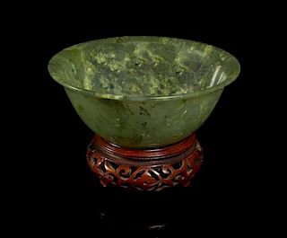 A Carved Jade Bowl, Diameter 5 inches.