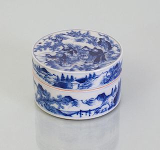 CHINESE BLUE AND WHITE PORCELAIN SEAL PASTE BOX