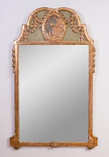 LOUIS XVI STYLE PAINTED AND PARCEL-GILT MIRROR