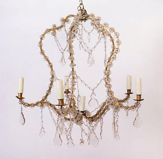 LOUIS XV STYLE GILT-METAL AND CUT-GLASS SIX-LIGHT CHANDELIER