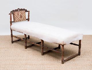 TURKISH CARVED AND PAINTED HARDWOOD DAYBED