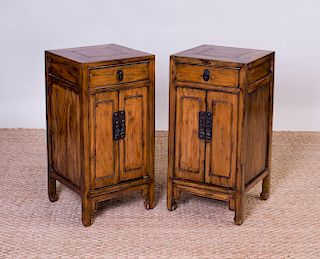 PAIR OF CHINESE HARDWOOD SIDE CABINETS