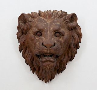 CONTINENTAL CARVED WOOD LION'S MASK