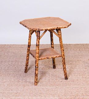 BAMBOO AND RATTAN SIDE TABLE