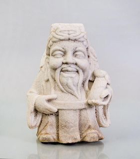 CHINESE WHITE MARBLE FIGURE OF AN IMMORTAL