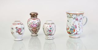 GROUP OF FOUR CHINESE EXPORT PORCELAIN TEA CADDIES