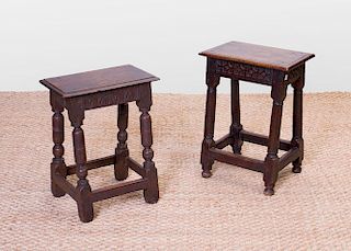 PAIR OF WILLIAM AND MARY STYLE OAK JOINT STOOLS