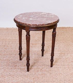 LOUIS XVI STYLE GILT-METAL-MOUNTED STAINED OAK END TABLE