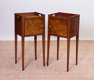 PAIR OF GEORGE III STYLE MAHOGANY POT CUPBOARDS