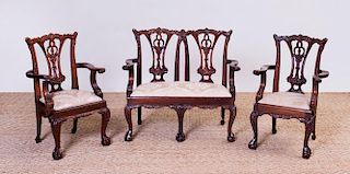 SET OF GEORGE III STYLE CARVED MAHOGANY CHILDREN'S FURNITURE