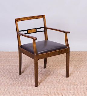 ART DECO STAINED BIRCH AND EBONIZED ARMCHAIR, POSSIBLY SWEDISH
