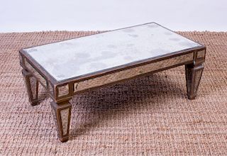 MODERN MIRRORED AND GILTWOOD LOW TABLE