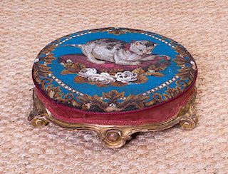 VICTORIAN GILTWOOD AND BEADED FOOT STOOL