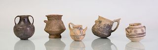 GROUP OF FIVE POTTERY VESSELS