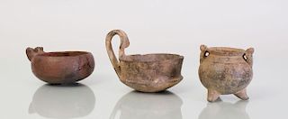 GROUP OF THREE POTTERY VESSELS