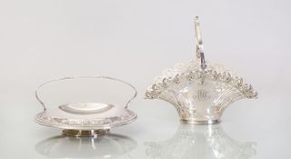 TWO AMERICAN STERLING SILVER CAKE BASKETS