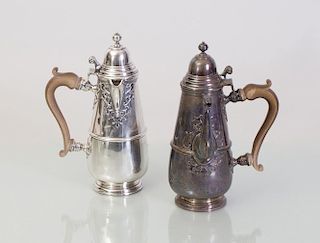 QUEEN ANNE STYLE SILVER PLATE COFFEE POT AND HOT MILK JUG