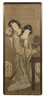 A Chinese Scroll Painting, After Tang Yin (1470-1523), Height 63 x width 25 1/2 inches.