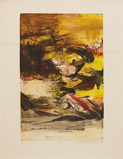A Chinese Aquatint Etching, Zao Wou-Ki (1920-2013), Height of plate 22 1/2 x width 14 3/4 inches.