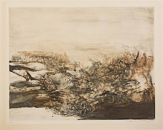 A Chinese Aquatint Etching, Zao Wou-Ki (1920-2013), Height of plate 21 x width 26 3/4 inches.