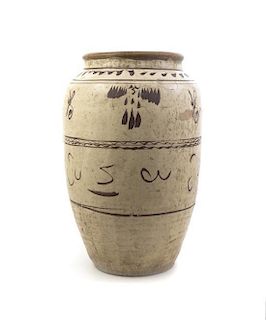 A Chinese Painted Cizhou Wine Jar, Height 24 1/2 inches.