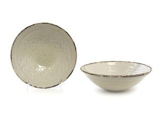 A Pair of Chinese Ding Ceramic Bowls, Diameter 7 3/8 inches.
