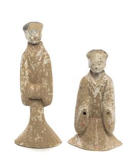 A Pair of Chinese Tomb Figures, Height of taller 24 3/8 inches.
