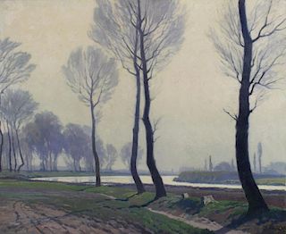 DAUBNER, Georg. Oil on Canvas. Tree Lined Path.
