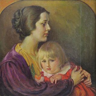 SWAN, Paul. Oil on Canvas "A Modern Madonna" 1931