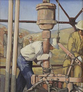 HOFFMAN, Polly. Oil on Canvas. Oil Rig Workers.