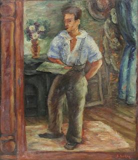 ZUCKER, Jacques. Oil on Canvas. Artist in Interior
