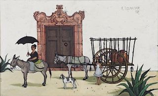 INGERMANN, Keith. Oil on Board. Donkey Cart, 1964.