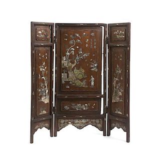 A Chinese Inlaid Table Screen, Height 24 3/8 inches.