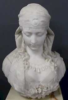 VICCHI, Ferdinando. Signed Marble Bust of a Gypsy.