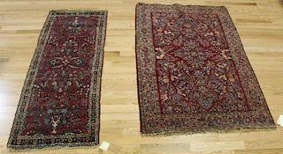 2 Antique and Finely Handwoven Sarouk  Area Rugs.