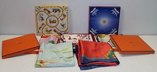 Grouping of Silk Scarves Including Hermes.