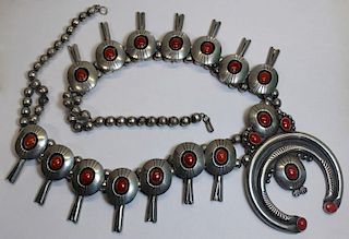 JEWELRY. Tim Kee Whitman Navajo Silver and Coral