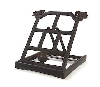 A Chinese Carved Wood Folding Stand, Height 12 inches.