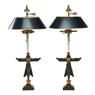 PAIR OF EGYPTIAN REVIVAL TABLE LAMPS